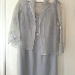 David Warren 2-pc sleeveless beaded/sequined cocktail dress w/sheer jacket sz 12